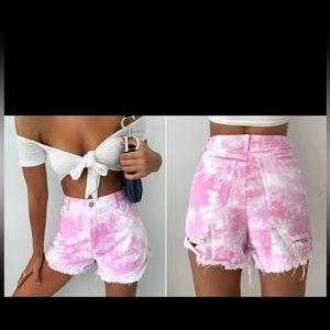 Tiger Mist pink and white tie dye Jean sorts - size XXS.